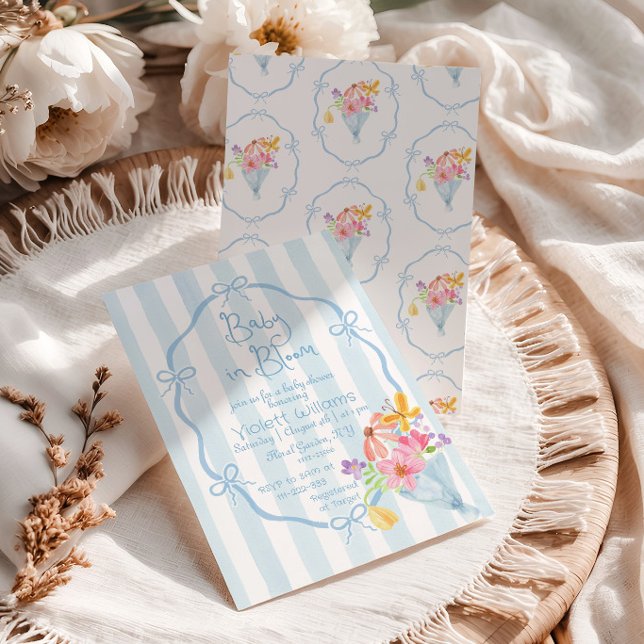 Convites Chá de Bebê Baby in Bloom Arco Azul Caprichoso (Criador carregado)