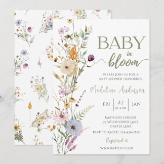 Convites Chá de Bebê Baby in Bloom Flor Silvestre