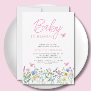 Convites Chá de Bebê Baby in Bloom Flores Silvestres Borbol
