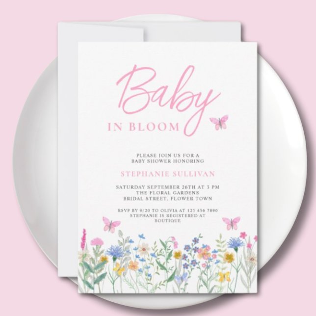 Convites Chá de Bebê Baby in Bloom Flores Silvestres Borbol (Criador carregado)