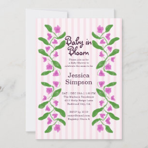 Convites Chá de Bebê Baby in Bloom Fofo Arte Nova Floral Ro