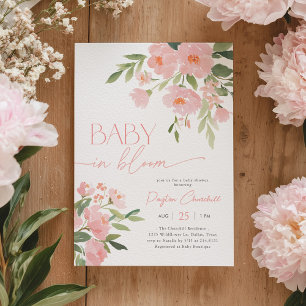 Convites Chá de Bebê Baby in Bloom Rosa Floral