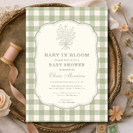 Convites Chá de Bebê Baby in Bloom Xadrezinho