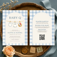 Chá de Bebê Baby-Q Xadrez Azul Tudo em Um