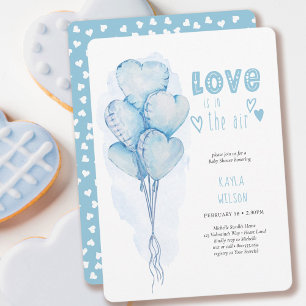 Convites Chá de Bebê Balões Coração Amor Aquarela