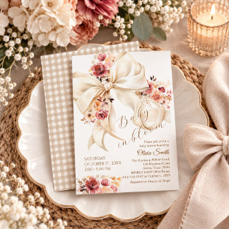 Convites Chá de Bebê Bebê em Flor Ivory Coquette Bow