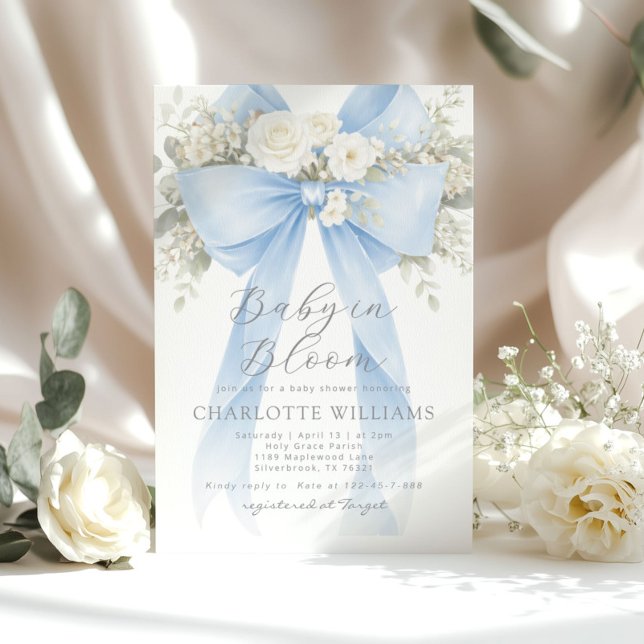 Convites Chá de Bebê Bebê em Floral Azul (Criador carregado)