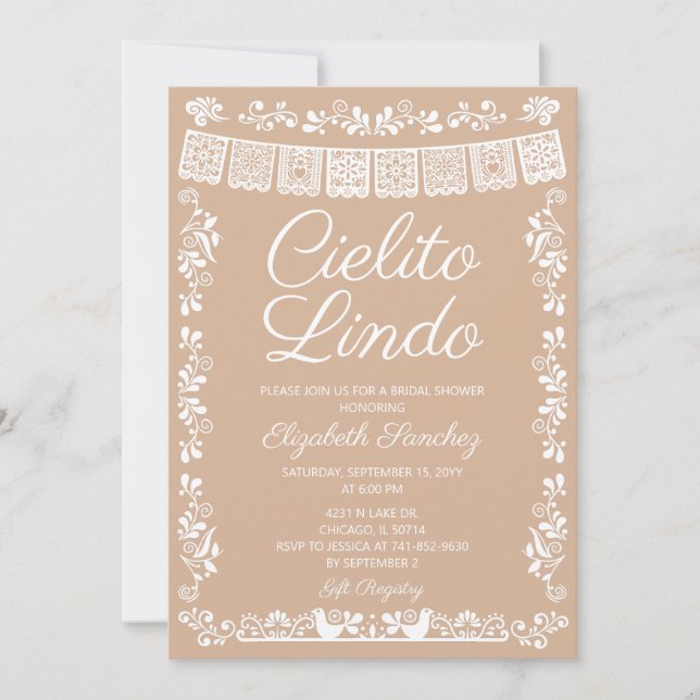Convites Chá de Bebê Beige Cielito Lindo (Frente)