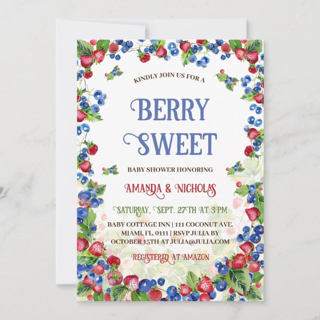 Convites Chá de Bebê Berry Doce  (Frente)
