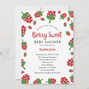 Convites Chá de Bebê Berry Sweet Morango Fofo Moderno