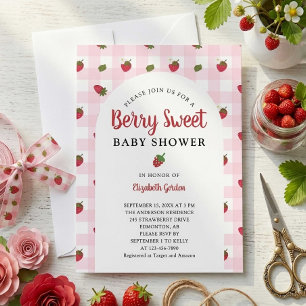 Convites Chá de Bebê Berry Sweet Morango Fofo Moderno