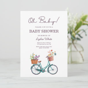 Convites Chá de Bebê bicicleta chá de bebê floral chá de be