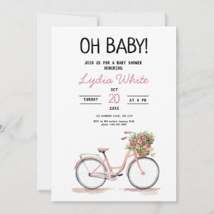 Convites Chá de Bebê bicicleta chá de bebê floral chá de be