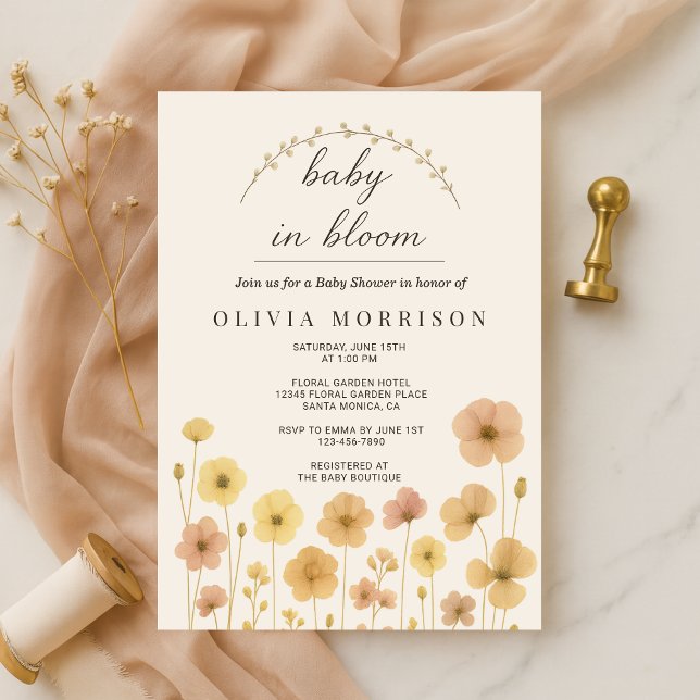 Convites Chá de Bebê Boho Baby In Bloom (Criador carregado)