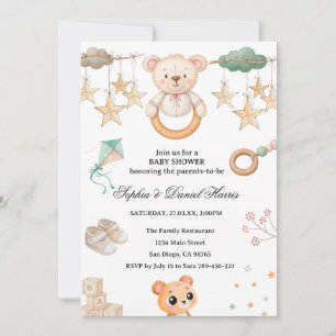 Convites Chá de Bebê Boho Bear