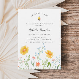 Convites Chá de Bebê Boho Bee Floral Doce como Abelha Bebê