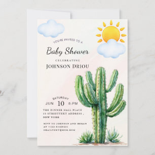 Convites Chá de Bebê Boho Cactus Baby Shower