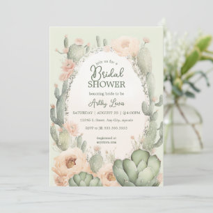 Convites Chá de Bebê Boho Cactus floral Sudoeste
