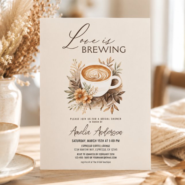 Convites Chá de Bebê Boho Chic Amor de Café para Noiva (Criador carregado)