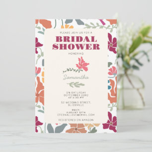 Convites Chá de Bebê Boho Chic Floral Retro Meados do Sécul