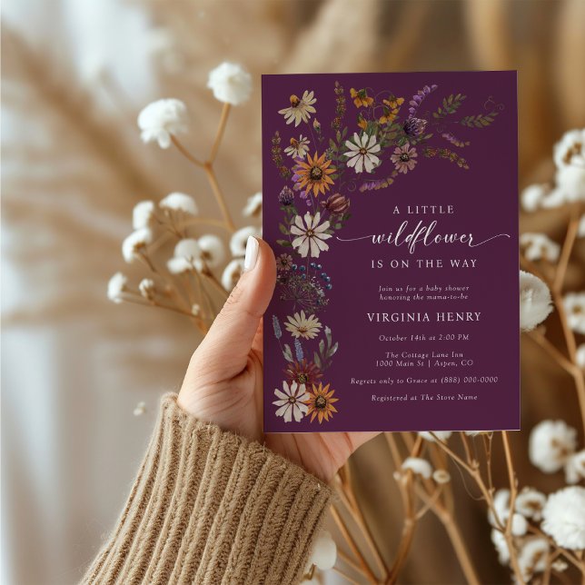 Convites Chá de Bebê Boho com Flores Silvestres (Boho Wildflower Baby Shower Invitation
)