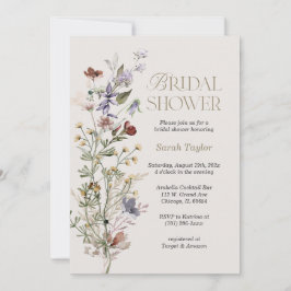 Convites Chá de Bebê Boho com Flores Silvestres em Aquarela