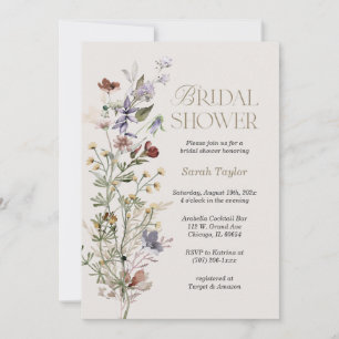 Convites Chá de Bebê Boho com Flores Silvestres em Aquarela