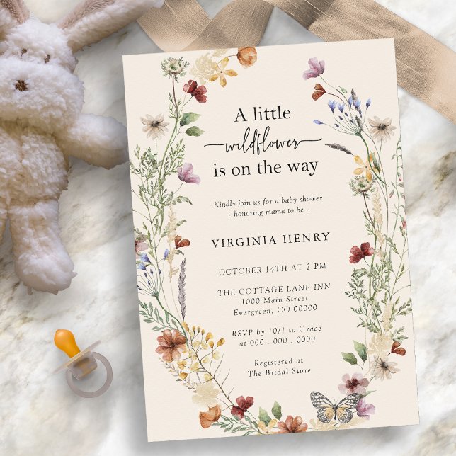 Convites Chá de Bebê Boho de Flores Silvestres (Boho Wildflower Baby Shower Invitation by Painted Paperie
)