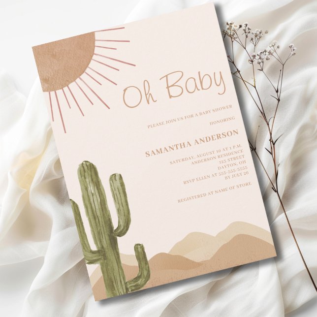 Convites Chá de Bebê Boho Deserto Cactus Oh Baby  (Criador carregado)