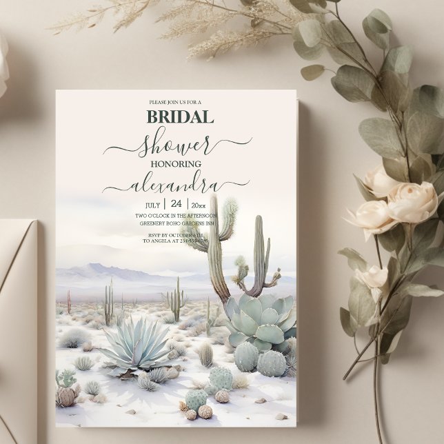 Convites Chá de Bebê Boho Deserto Montanha Aquarela (Criador carregado)