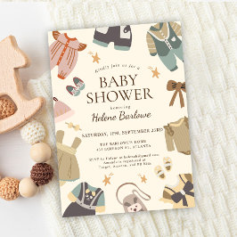 Convites Chá de Bebê Boho Elegante Moderno Neutro em Gênero