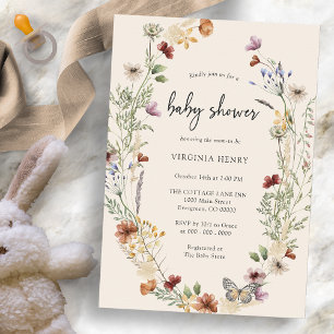 Convites Chá de Bebê Boho Flor Silvestre
