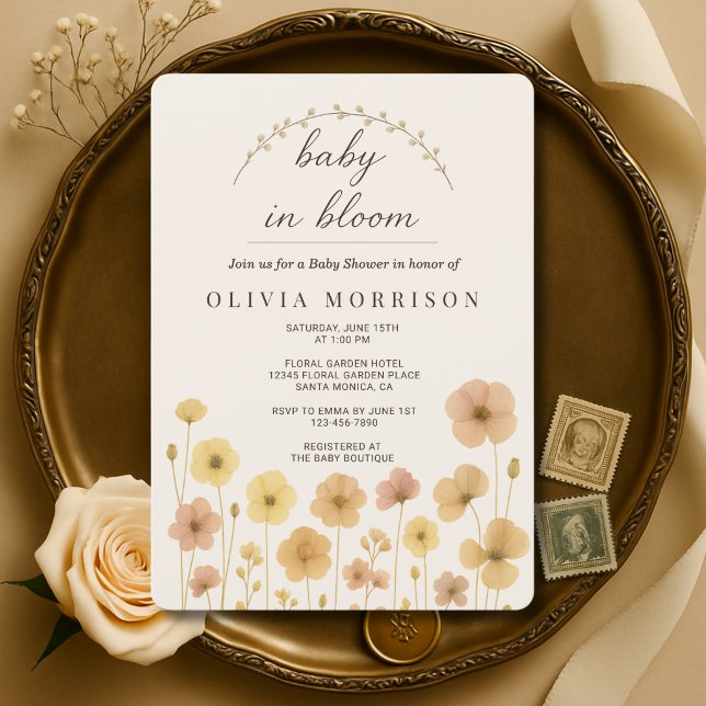 Convites Chá de Bebê Boho Floral Baby In Bloom (Criador carregado)