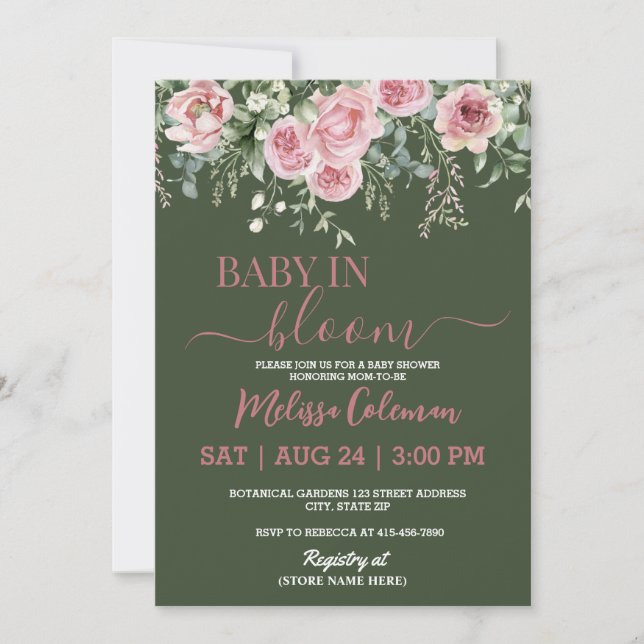 Convites Chá de Bebê Boho Floral Bebê em Flor (Frente)