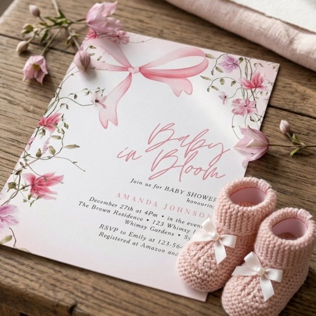 Convites Chá de Bebê Boho Floral Bebê em Flor (Criador carregado)
