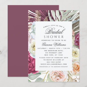 Convites Chá de Bebê Boho Floral de Aquarela Elegante