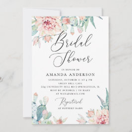 Convites Chá de Bebê Boho | Floral de Cacto em Aquarela