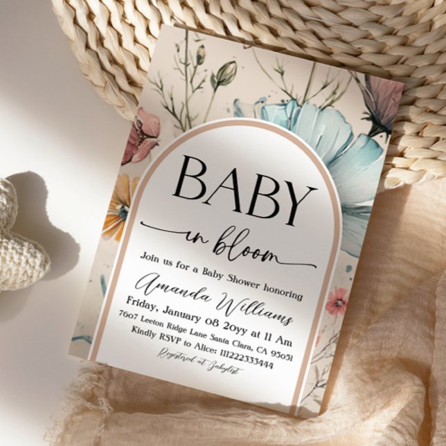 Convites Chá de Bebê Boho Floral Neutro Bebê em Flor (Criador carregado)