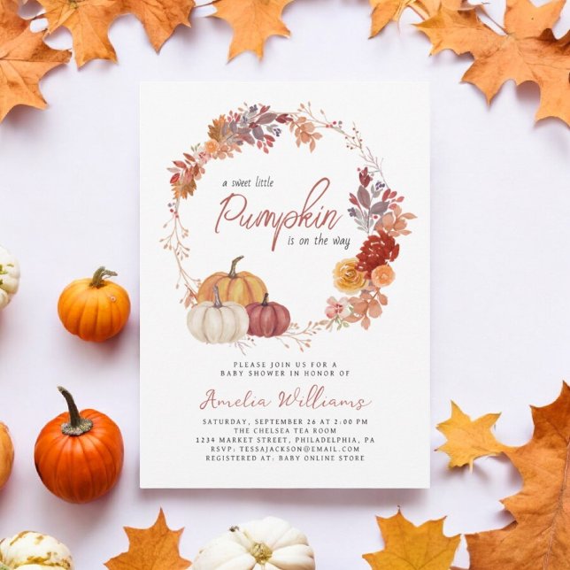 Convites Chá de Bebê Boho Little Pumpkin Gênero Neutro (Criador carregado)