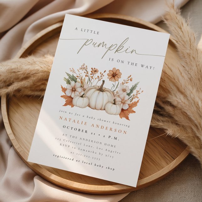 Convites Chá de Bebê Boho Little Pumpkin Outono (Criador carregado)