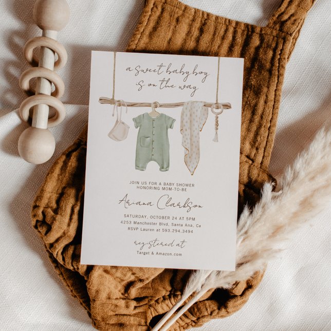 Convites Chá de Bebê Boho Masculino (Criador carregado)