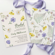 Chá de Bebê Boho Roxo e Amarelo de Flores Silvestr