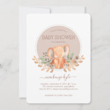 Chá de Bebê Boho Safari Elefante Aquarela