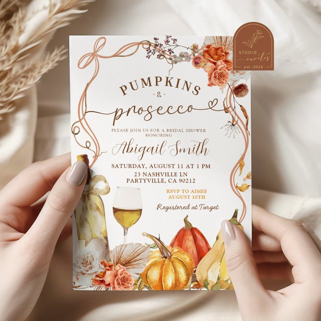 Convites Chá de Bebê Boho Teracotta e Prosecco (Criador carregado)