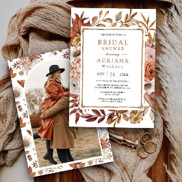 Convites Chá de Bebê Boho Terracota Floral Fotográfico