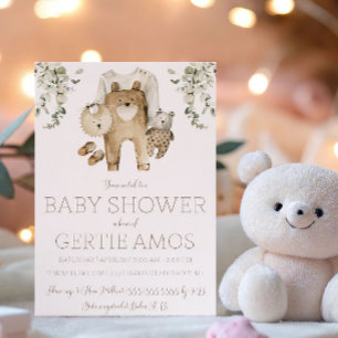 Convites Chá de Bebê Boho Urso Marrom