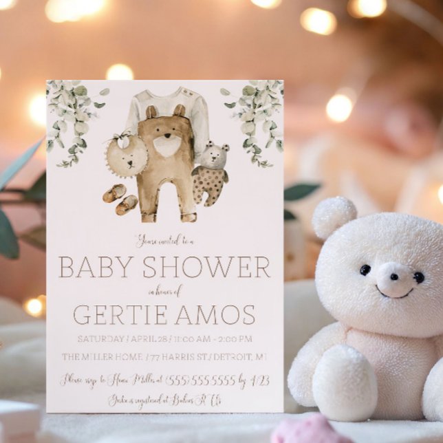 Convites Chá de Bebê Boho Urso Marrom (Criador carregado)