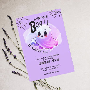 Convites Chá de Bebê Boo Halloween Roxo Tema Festa Fofo