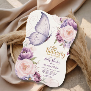 Convites Chá de Bebê Borboleta Elegante Flor de Borboleta