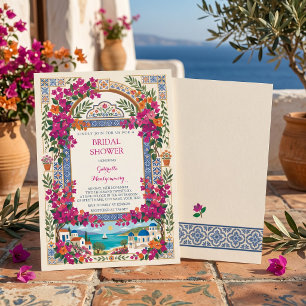 Convites Chá de Bebê Bougainvillea Mediterrâneo Grego